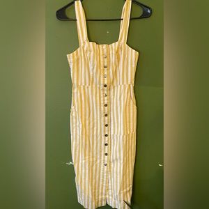Forever 21 striped yellow and white pencil midi dress